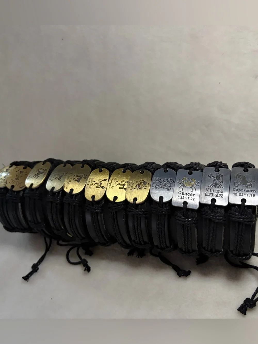 Black Braided Leather Zodiac Bracelet